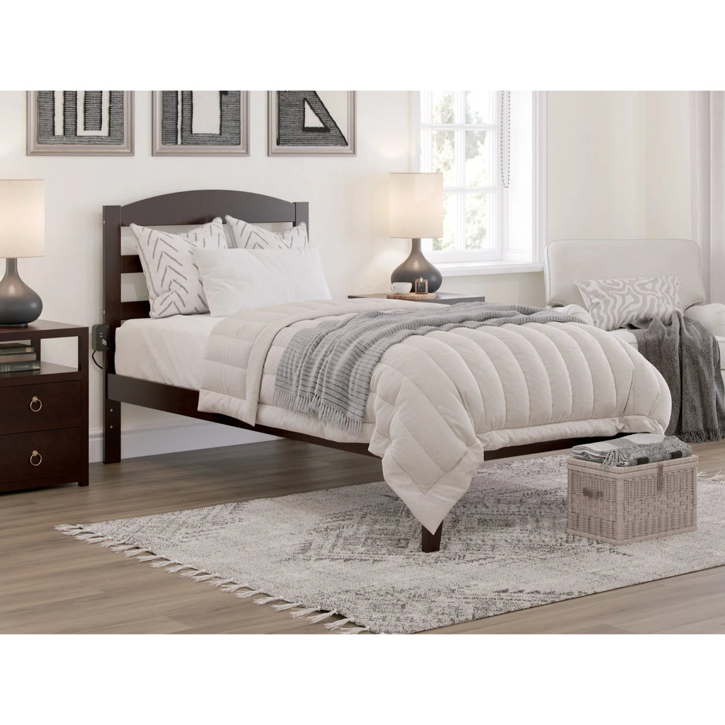 Solid Wood Platform Bed Twin XL Espresso U2342