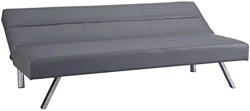 Faux Leather Convertible Futon Sofa Bed with Chrome Legs V552