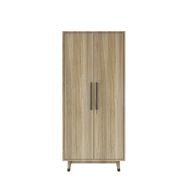2 Doors Wardrobe Closet & Cabinet with Hanging Rail Q821063