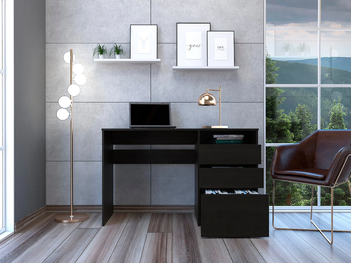 Black Three Drawer Computer Desk X892