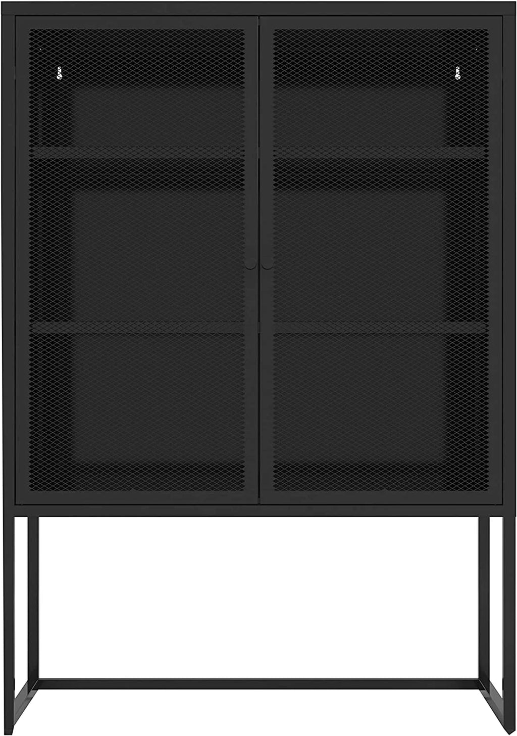 47.2" Height Black Metal Storage Cabinet with 2 Mesh Doors & Adjustable Shelves N53504