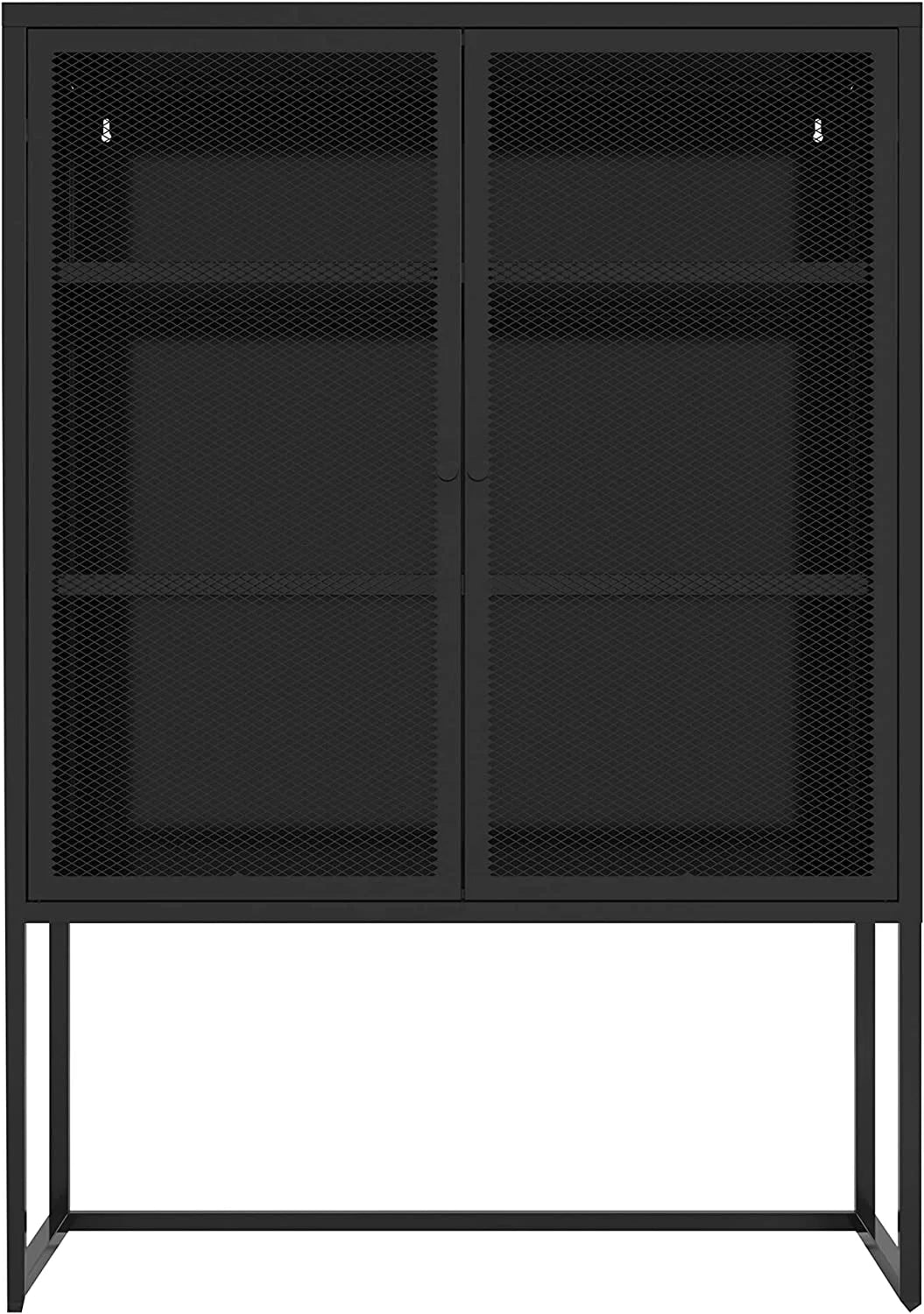 47.2" Height Black Metal Storage Cabinet with 2 Mesh Doors & Adjustable Shelves N53504