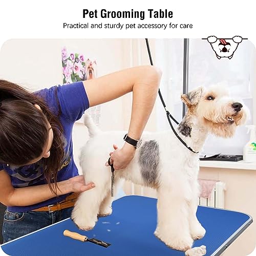 42-inch Foldable Height Adjustable Dog Grooming Table with Arm Noose and Mesh Tray Y977435