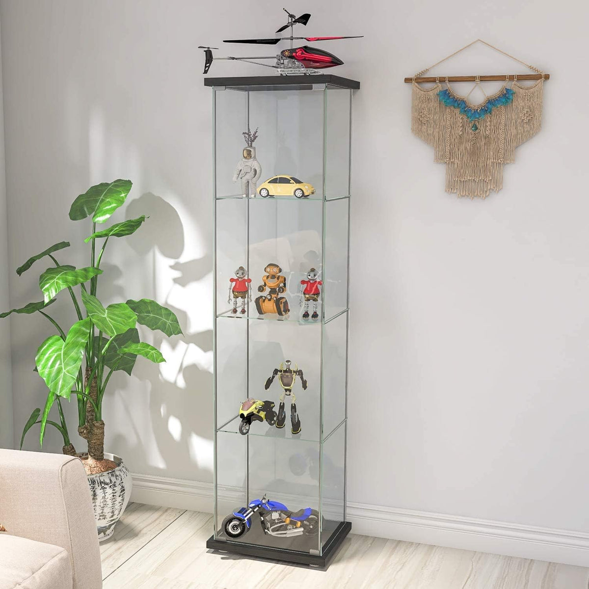 4-Shelf Glass Display Cabinet with Door Z8255