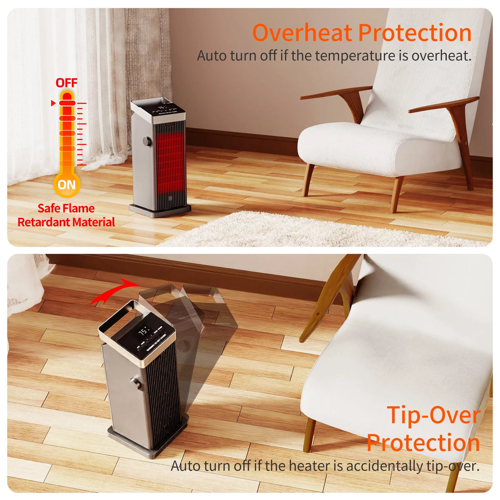 1500W Ceramic Heater with Thermostat and Remote Control U3448