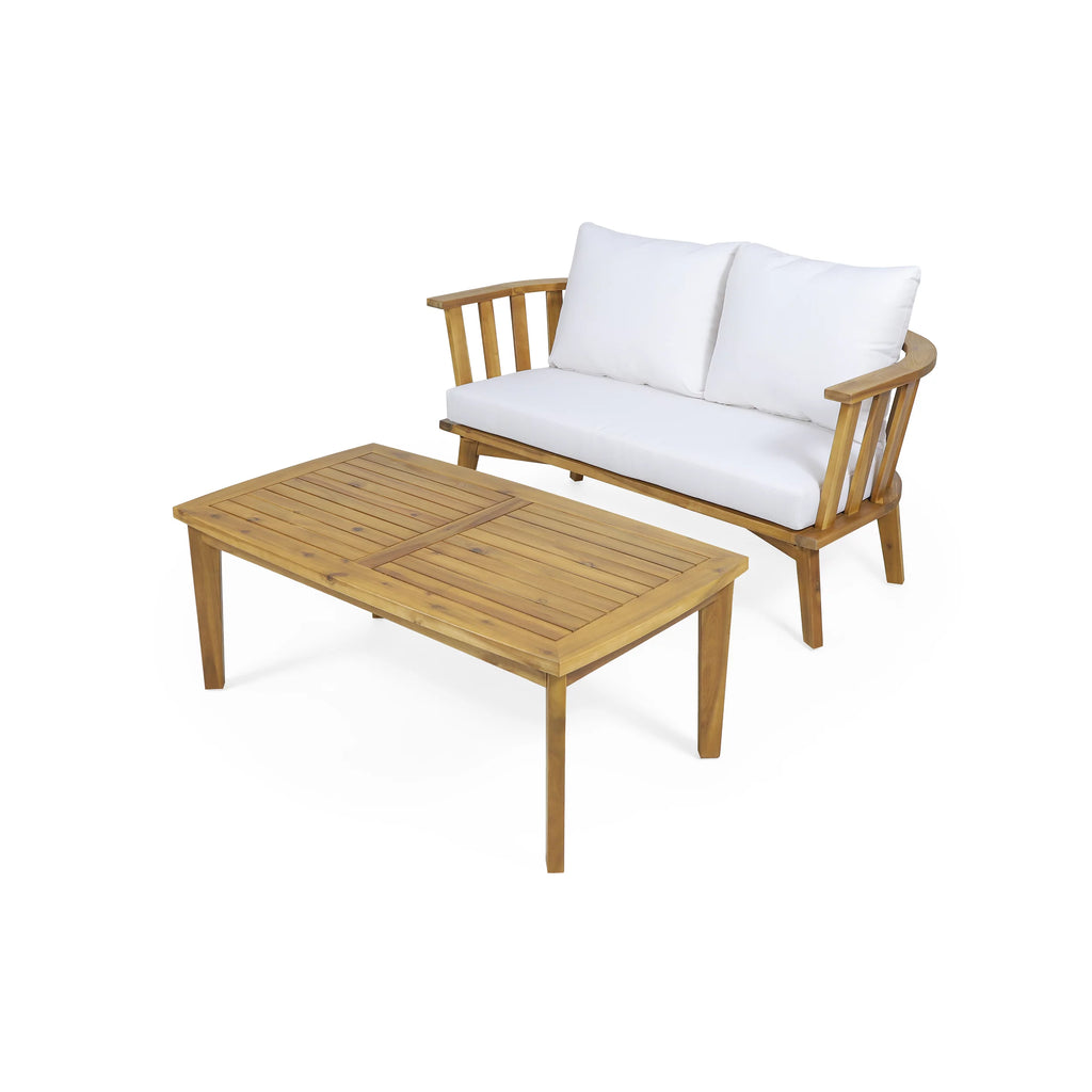 Wooden Loveseat and Coffee Table Set M563981