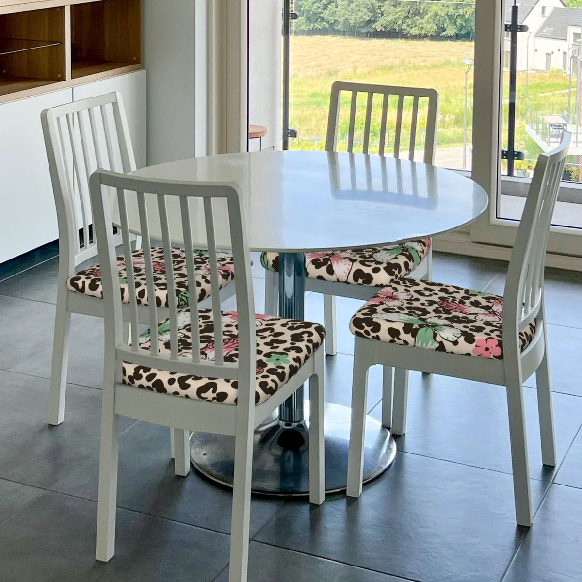 Leopard Dots Print Stretch Dining Chair Seat Covers W61094