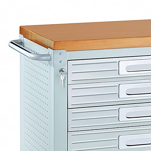 Heavy Duty Rolling Cabinet Workbench with Solid Wood Top, 77" W x 20" D x 37.5" H, Granite, 12-Drawer A625991