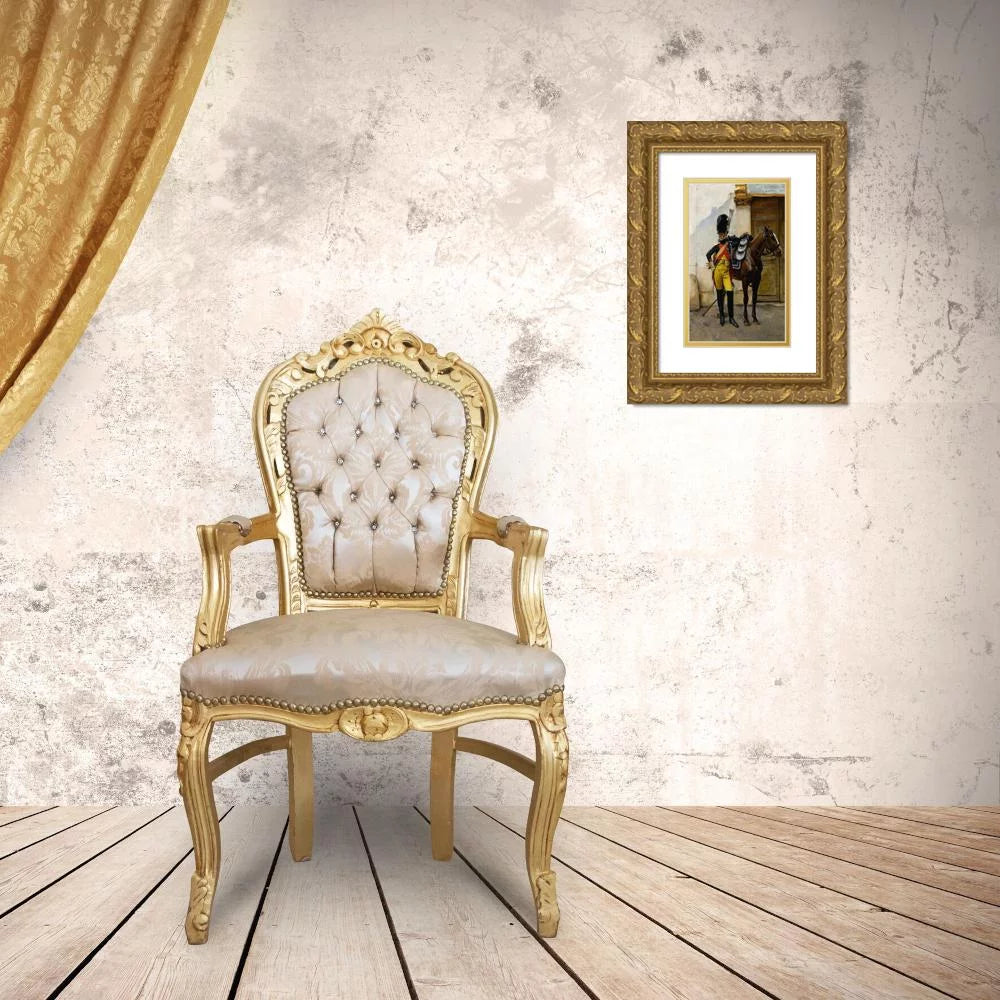 Gold Ornate Wood Frame Double Matted Art Print J1606
