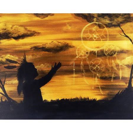 Native American Chief Praying Print, Brown R257