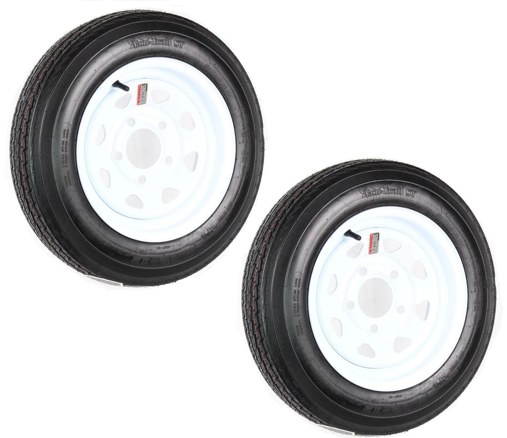 Two Trailer Tires On Rims 4.80-12 5 Lug White Spoke V152157