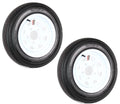 Two Trailer Tires On Rims 4.80-12 5 Lug White Spoke V152157