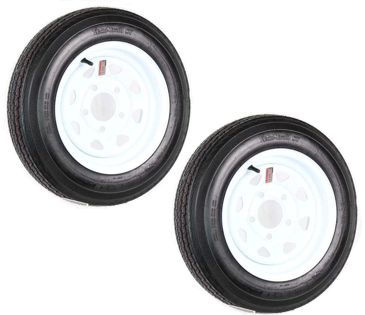 Two Trailer Tires On Rims 4.80-12 5 Lug White Spoke V152157