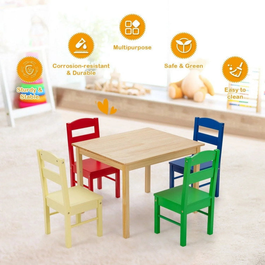 Kids 5 Pieces Wooden Table and Chair Set F5079