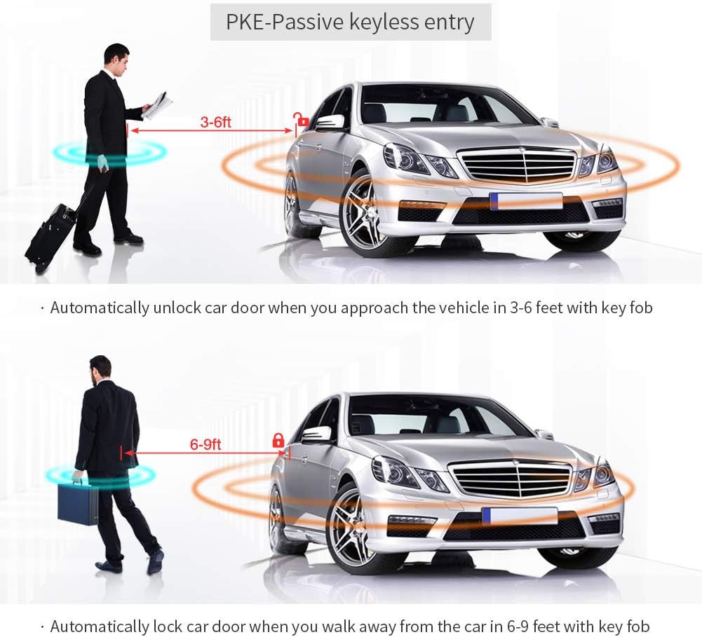 Smart Key PKE Car Alarm System Push Start Stop Button Keyless Go DC12V E8984