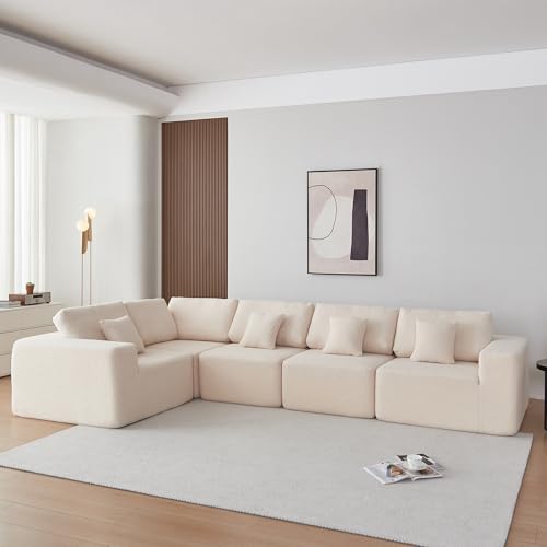 Oversized Modular Sectional Sofa Set, Gray Sherpa Fabric V1568