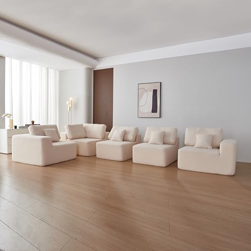 Oversized Modular Sectional Sofa Set, Gray Sherpa Fabric V1568