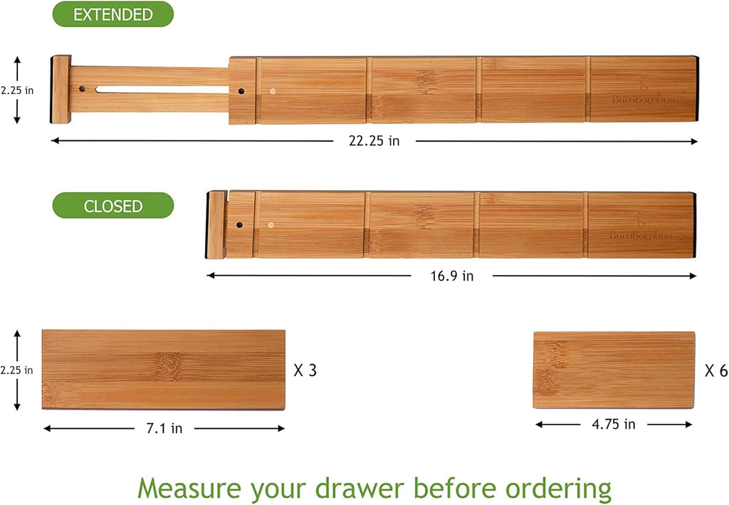 4 Pack Bamboo Drawer Dividers with 9 Inserts Z63008