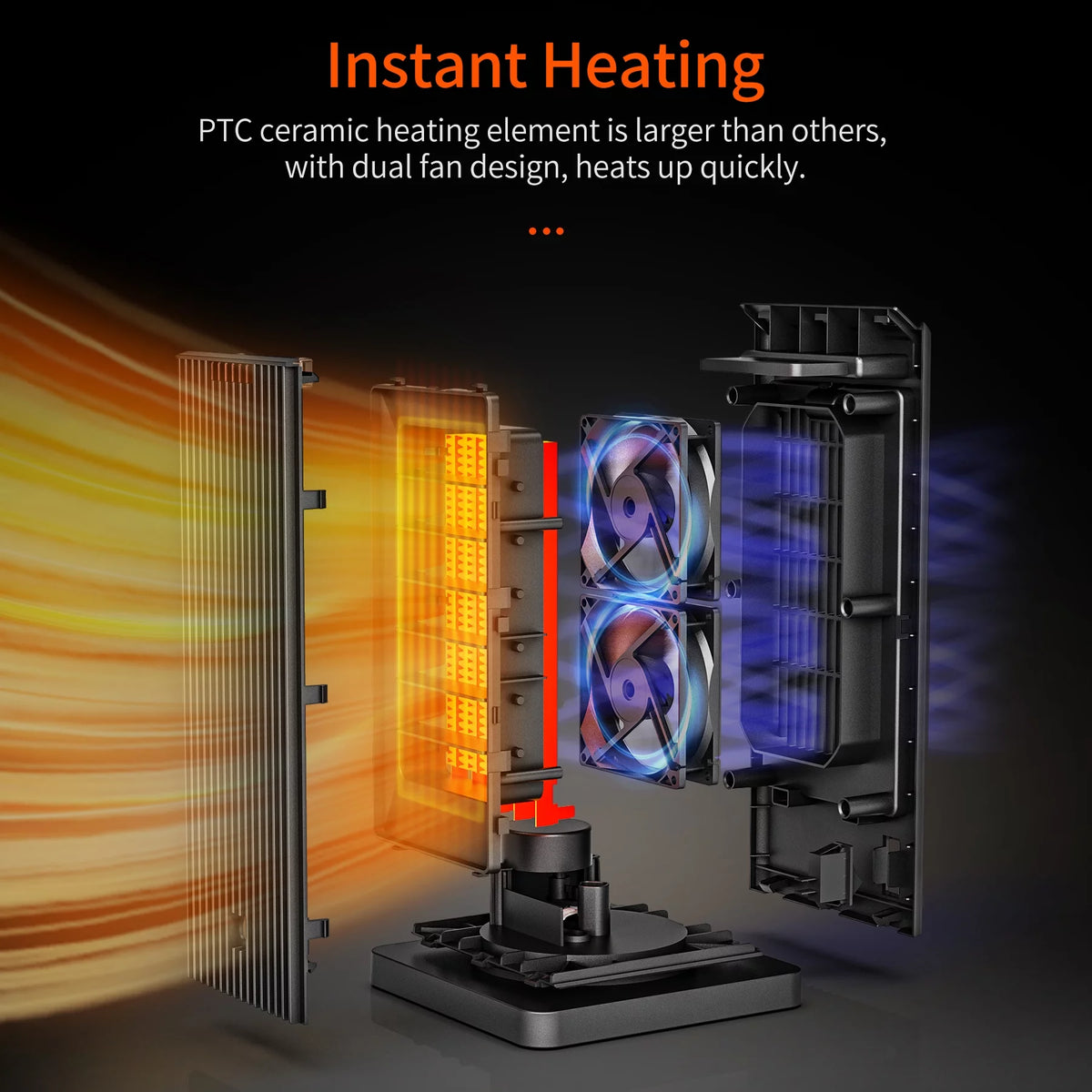 1500W Ceramic Heater with Thermostat and Remote Control U3448
