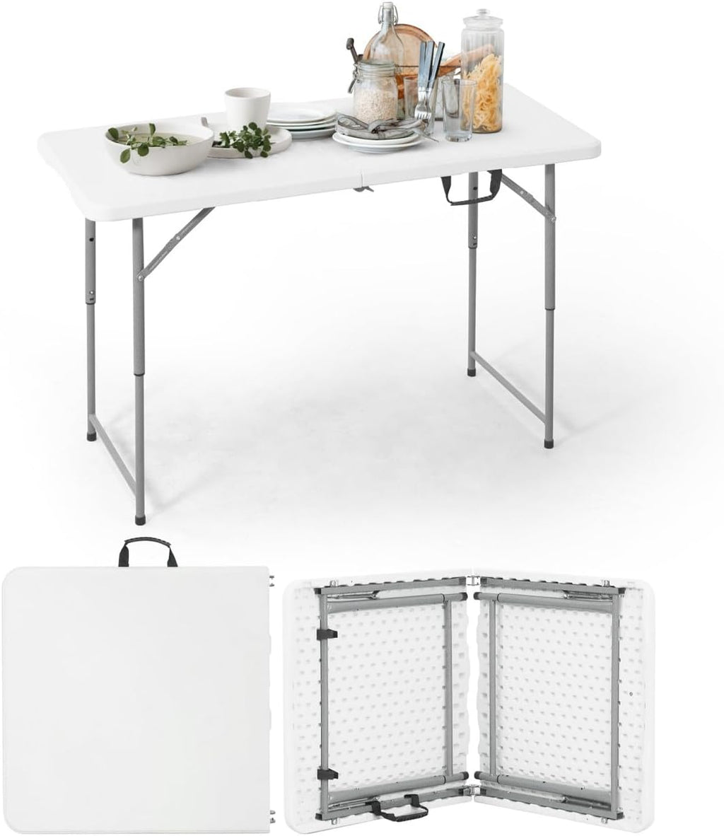 White 47.2 in Folding Table with Carrying Handle B493