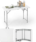 White 47.2 in Folding Table with Carrying Handle B493