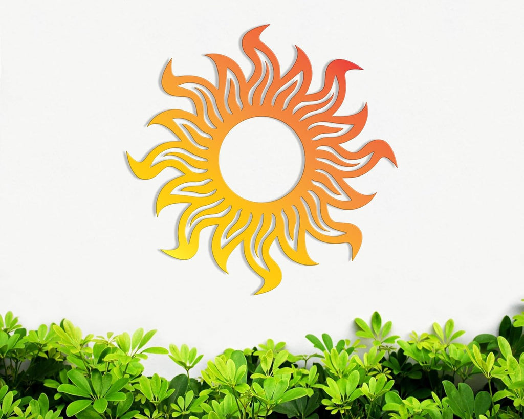 Large Bright Yellow Orange Metal Sunburst Wall Art G6318