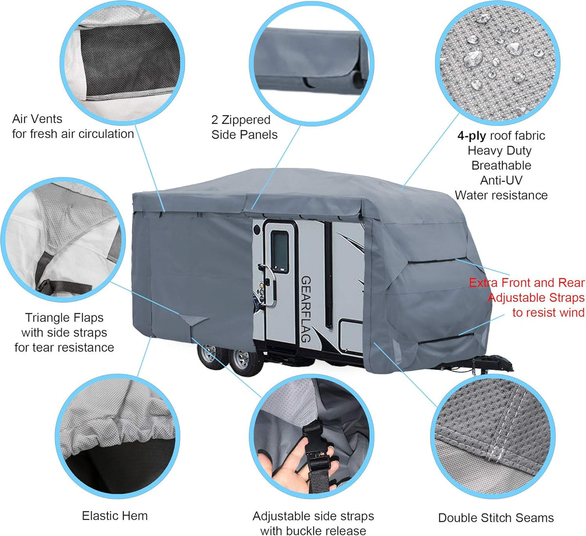 4 Layers Heavy Duty Travel Trailer Camper RV Cover N992