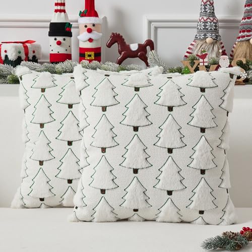 Dark Green 18x18 Inch Set of 2 Plush Faux Fur Throw Pillow Covers B95410