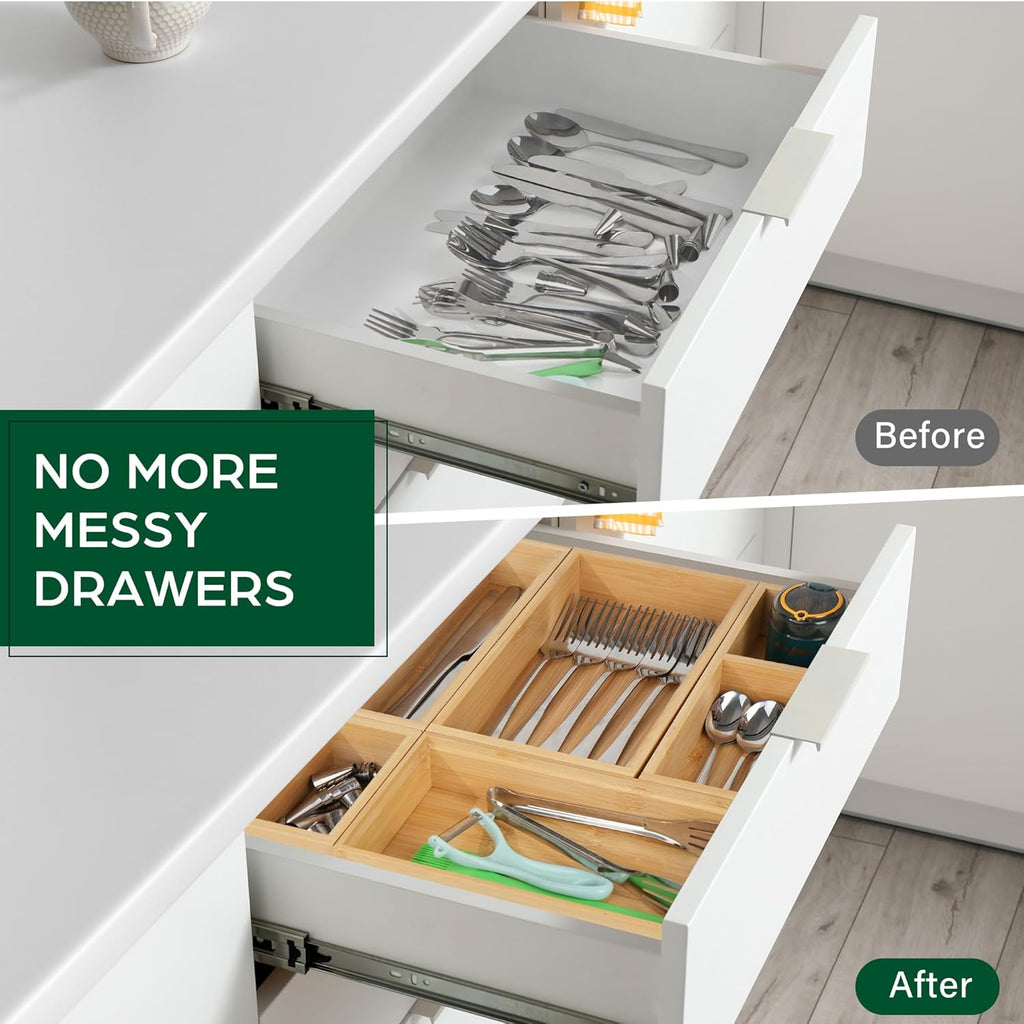 5 Pcs Bamboo Drawer Organizer Set X794068