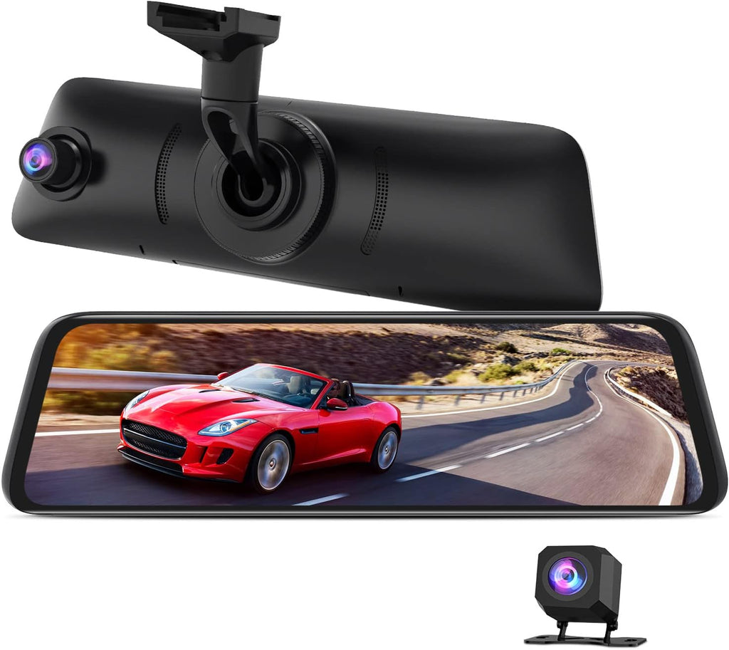 Rear View Mirror Camera with 9.35'' Touch Screen, Dual 1080P Night Vision W6771
