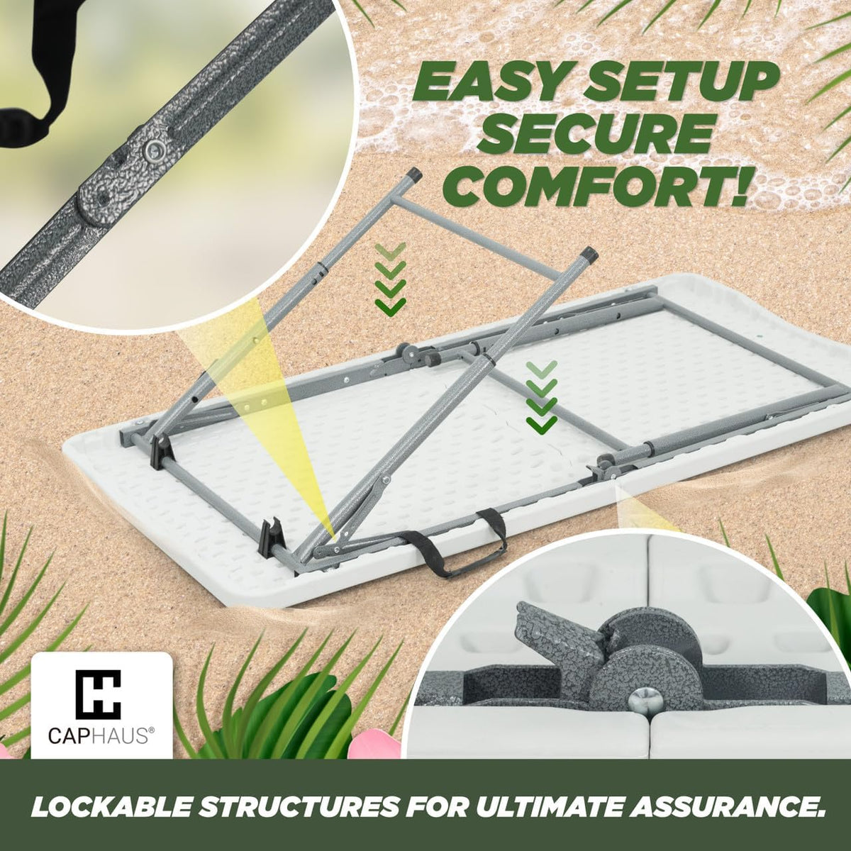 White 47.2 in Folding Table with Carrying Handle B493