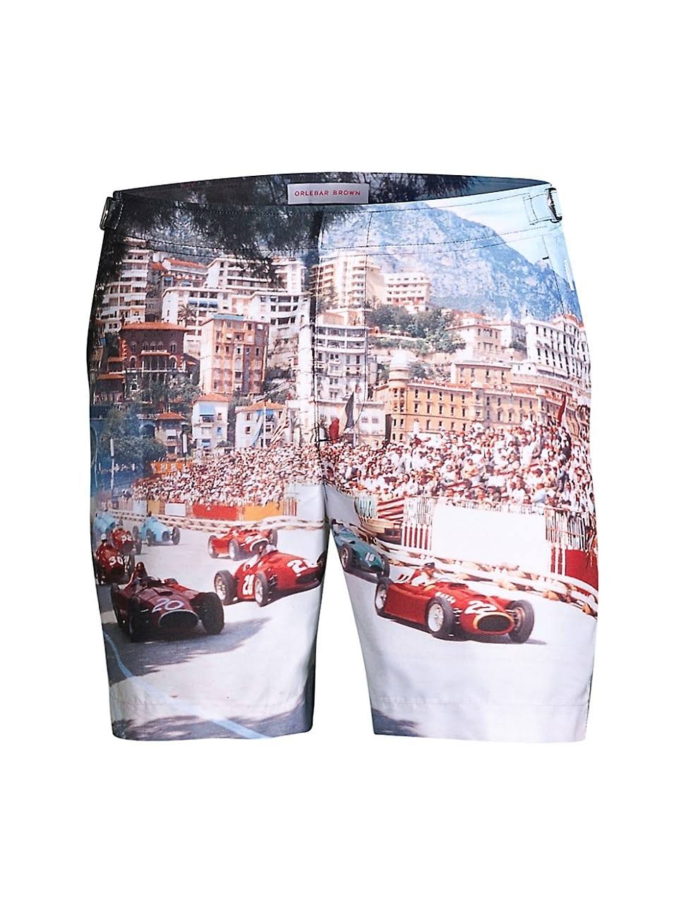 Blue Photographic Swim Trunks N850826