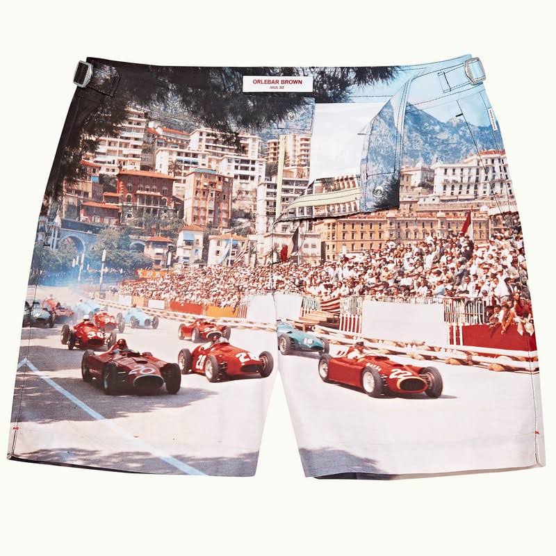 Blue Photographic Swim Trunks N850826