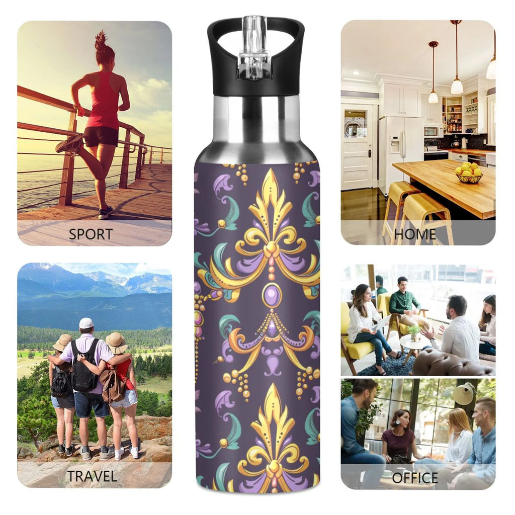 20 oz Insulated Stainless Steel Water Bottle with Straw Lid E270298