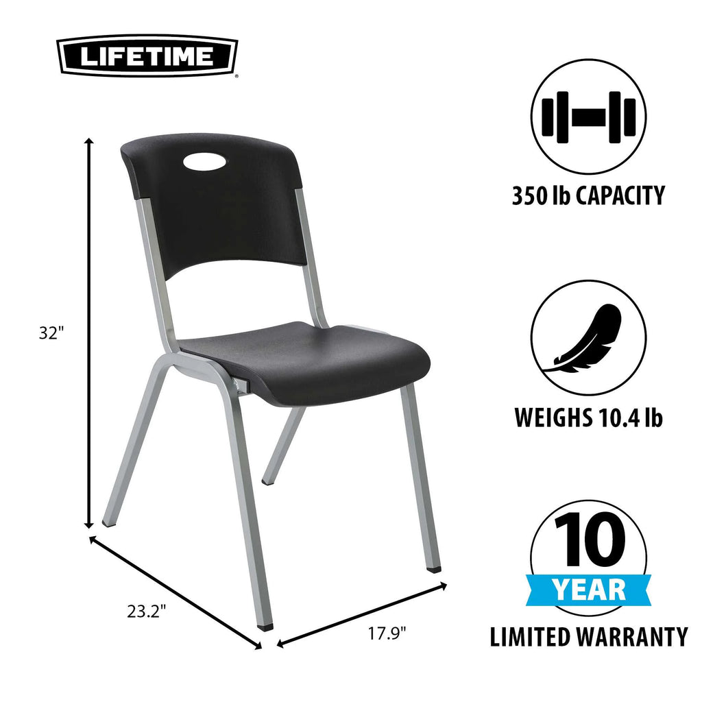 14 Pack Black & Silver Stacking Chairs L18652