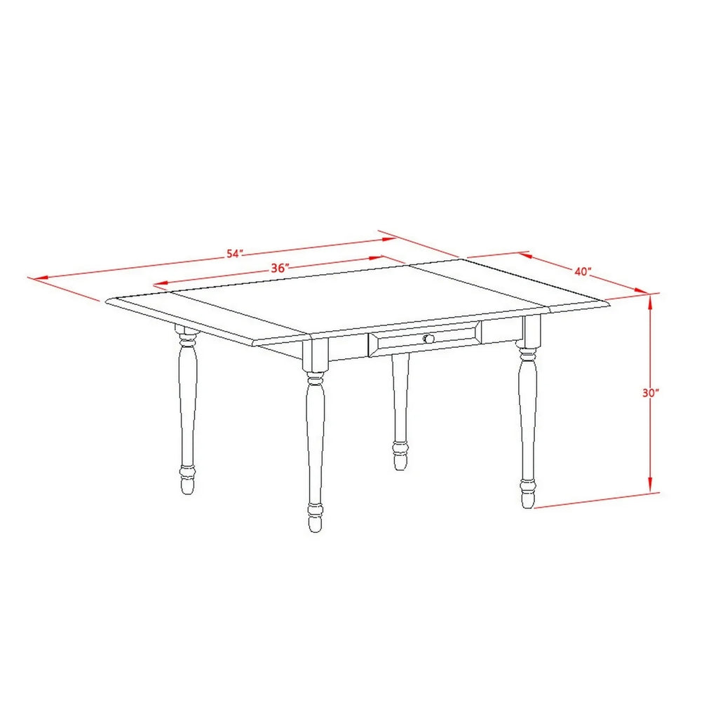 5 Pieces Drop Leaf Solid Wood Dining Table Set A303125