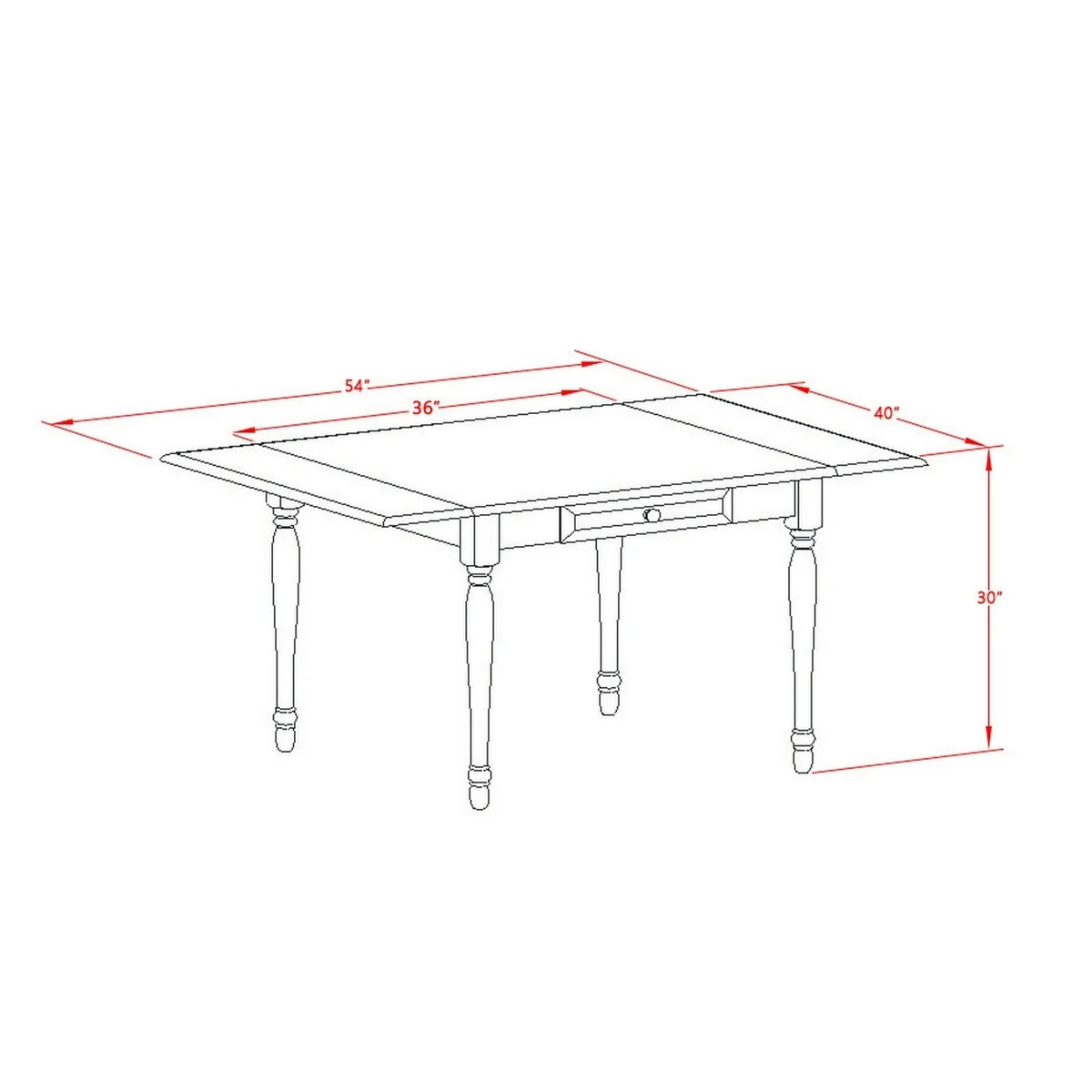 5 Pieces Drop Leaf Solid Wood Dining Table Set A303125