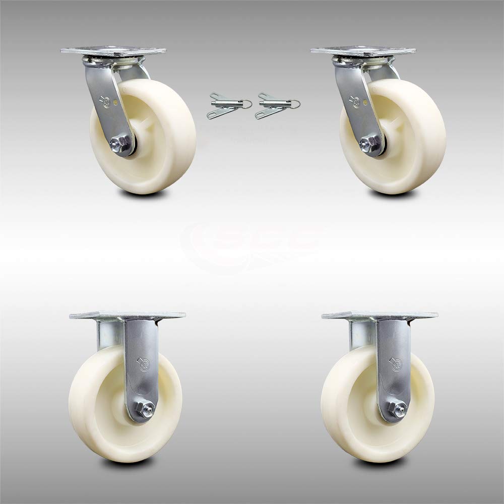 Stainless Steel Swivel Top Plate Caster with 5 x 2 White Wheel X372