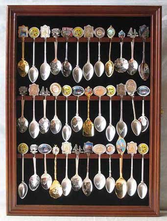 Lockable Glass Door Oak Finish Tea Spoon Display Case Y618332