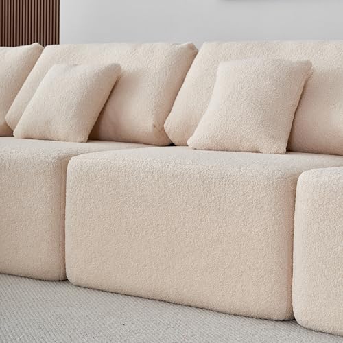 Oversized Modular Sectional Sofa Set, Gray Sherpa Fabric V1568