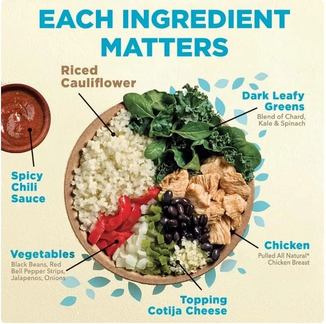 Spicy Black Beans Chicken & Riced Cauliflower Frozen Meal, 9.25 oz Pack of 6 O812756