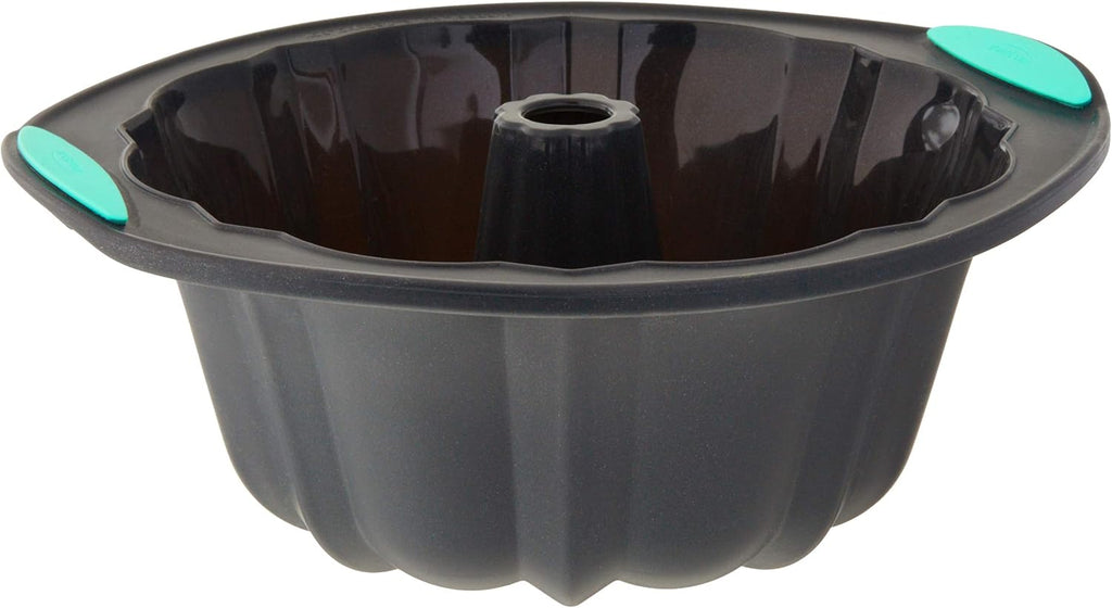 Structured Silicone Fluted Bundt Pan, 8 1/2 Cup, Grey & Mint D25187