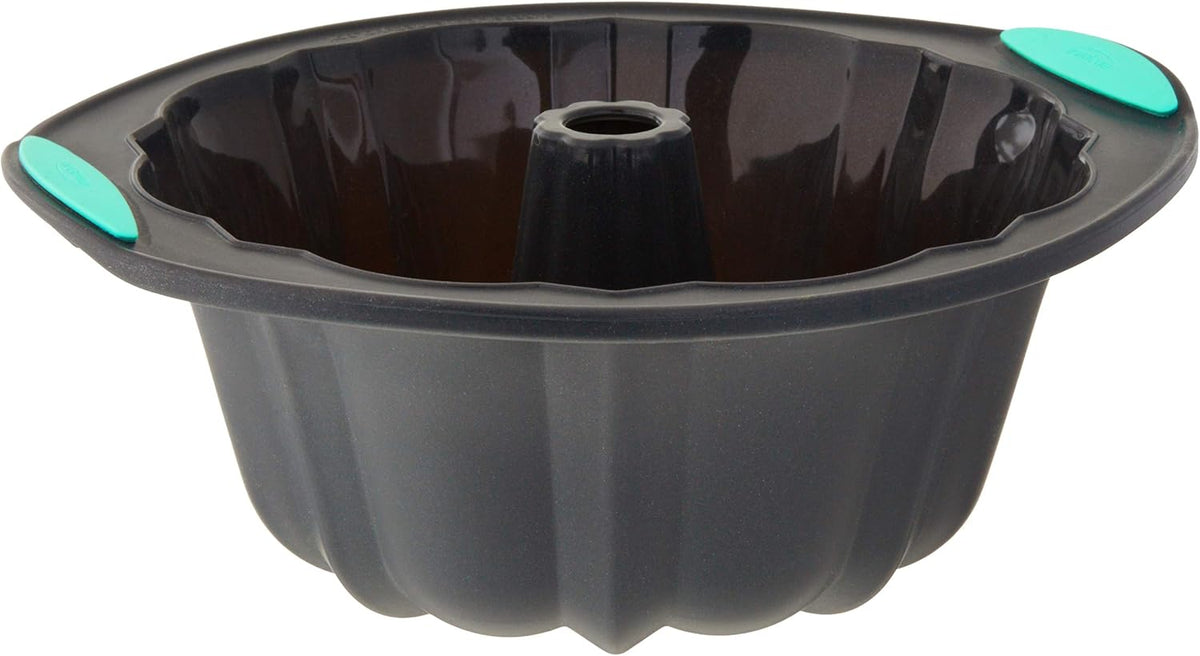 Structured Silicone Fluted Bundt Pan, 8 1/2 Cup, Grey & Mint D25187