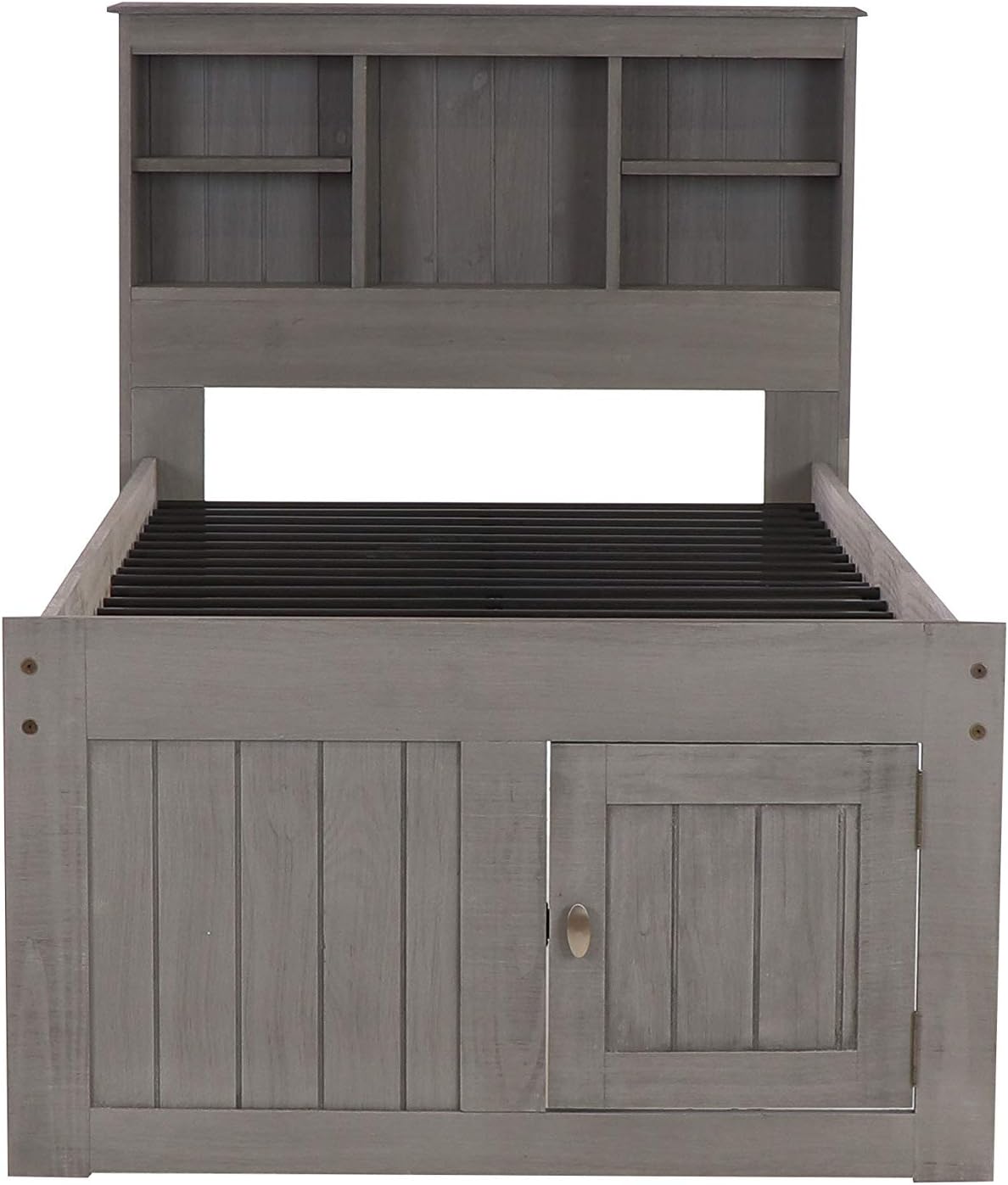 Charcoal Twin Bookcase Bed with 6 Drawers J94303