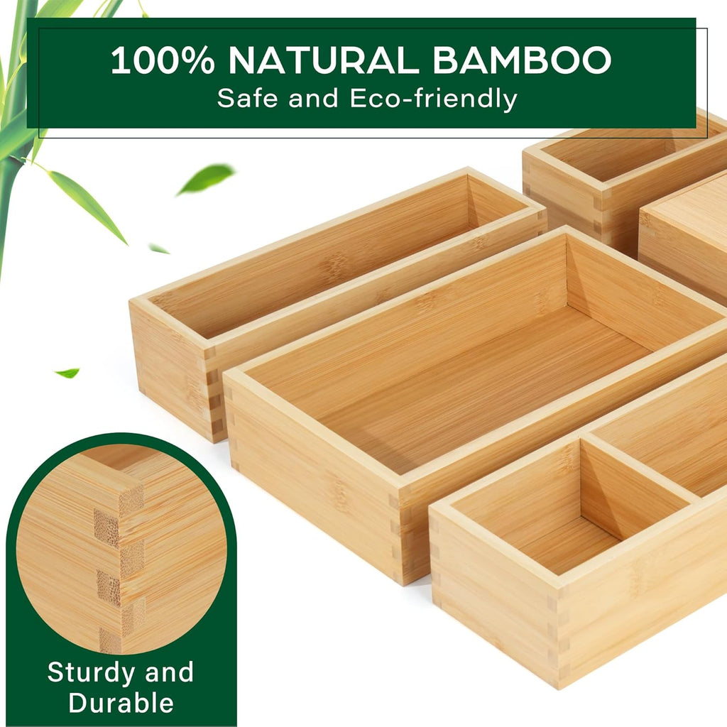 5 Pcs Bamboo Drawer Organizer Set X794068