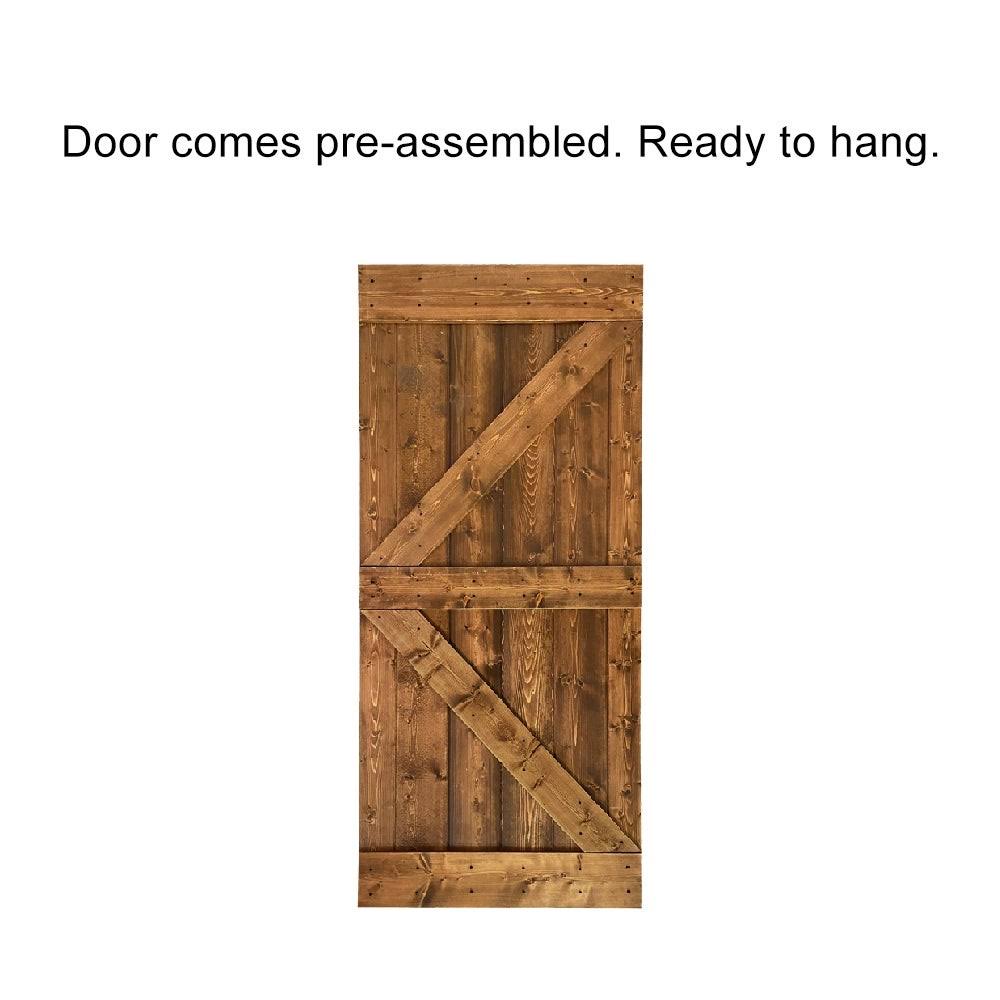 Charcoal Black Stained Wood Interior Sliding Barn Door with Hardware Kit O350