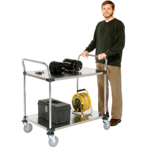 Stainless Steel Utility Cart 2 Shelves T763981