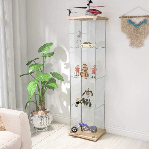 4-Shelf Glass Display Cabinet with Door Z8255