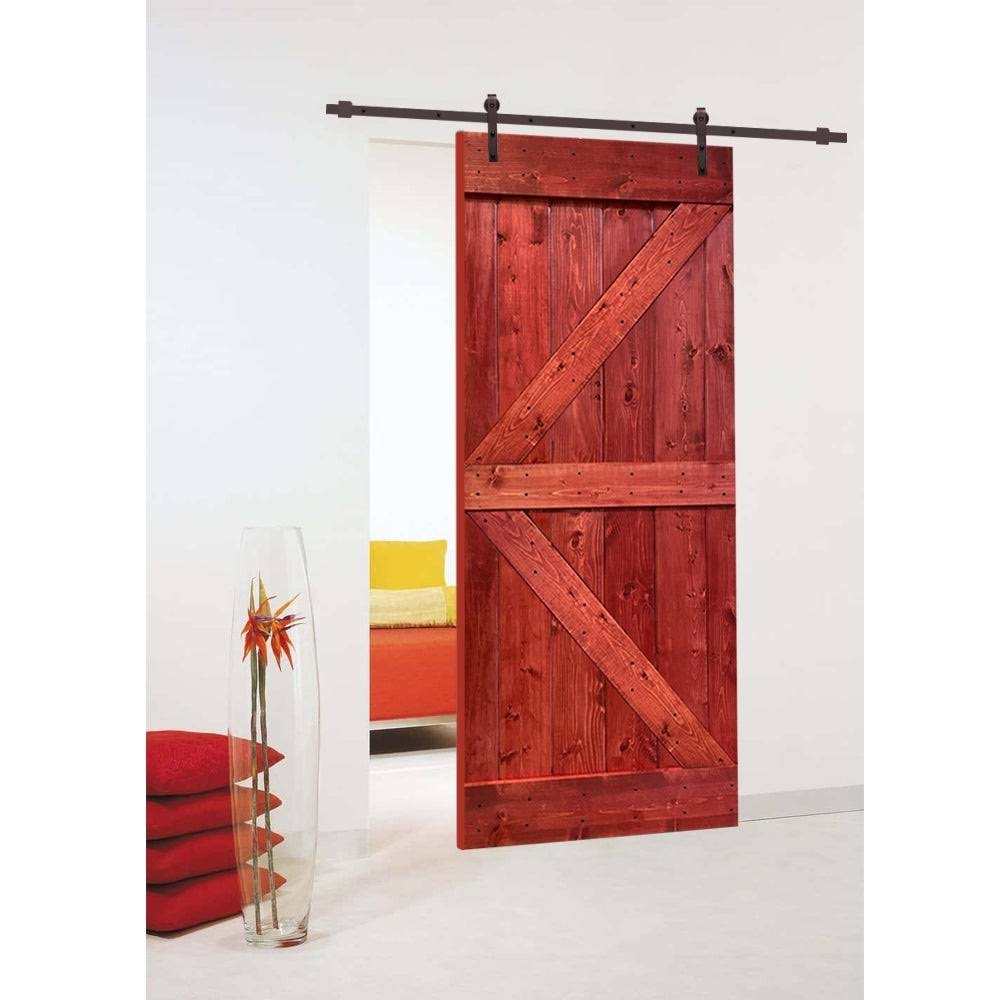 Charcoal Black Stained Wood Interior Sliding Barn Door with Hardware Kit O350