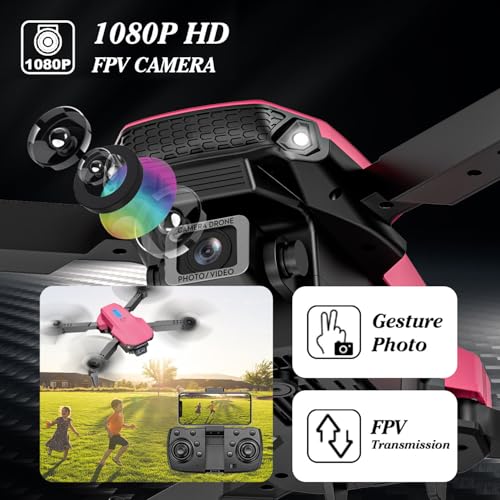 Mini Drone with Camera 1080P, Foldable, 2 Batteries, Black R37556